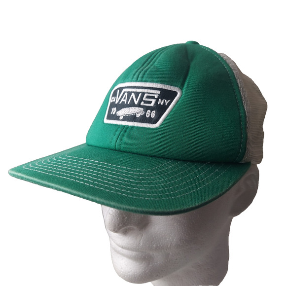 VANS Classic Patch Trucker Hat Green One Size Adjustable Mesh Snap Back Skater - Picture 1 of 9